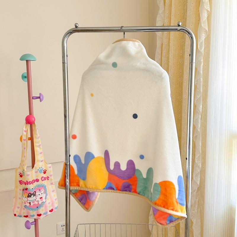 1pcs Coral Fleece Shawl Blanket New Style Thickened Multi-functional Student Nap for Office and Home Warm Throw Blanket Decor