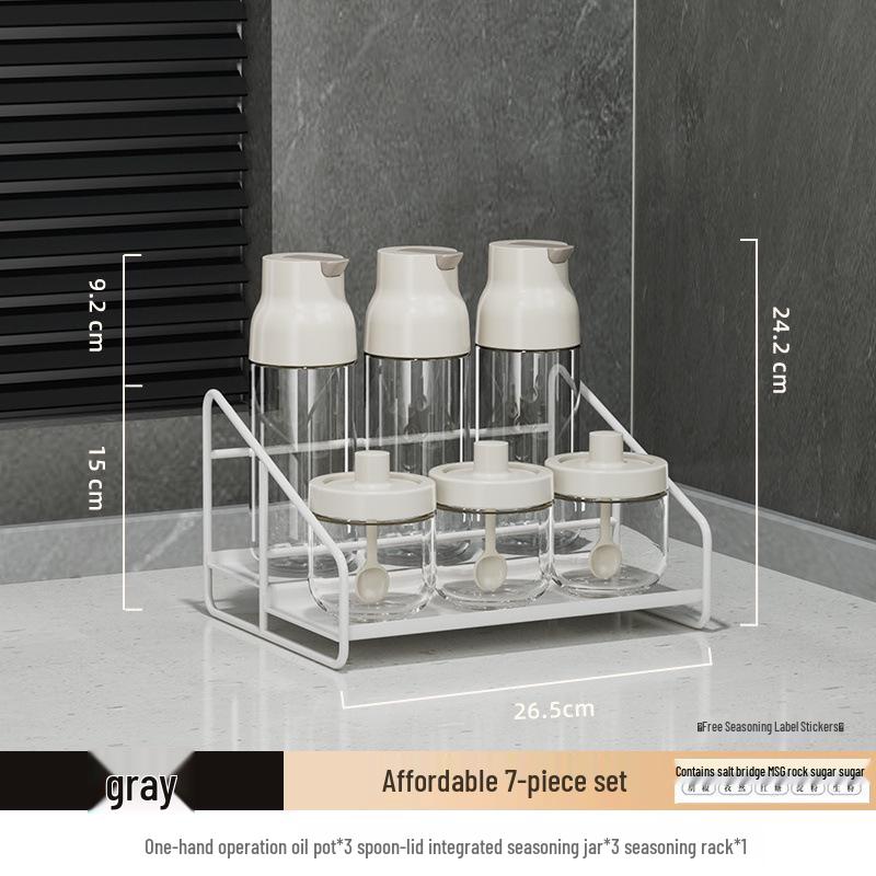 

Luxury Condiment Set: Elegant Seasoning Bottles & Storage Box for Oil, Salt, MSG, and More New Kitchen Storage Rack Combination