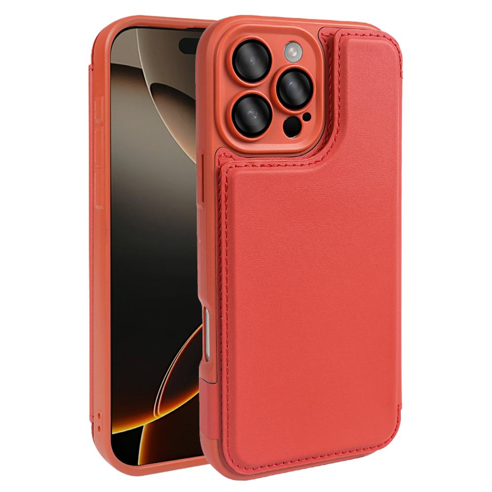 

Для iPhone 16 Pro Max Магнитный чехол RCS Экологичный чехол-книжка с подставкой Блокировка RFID Red