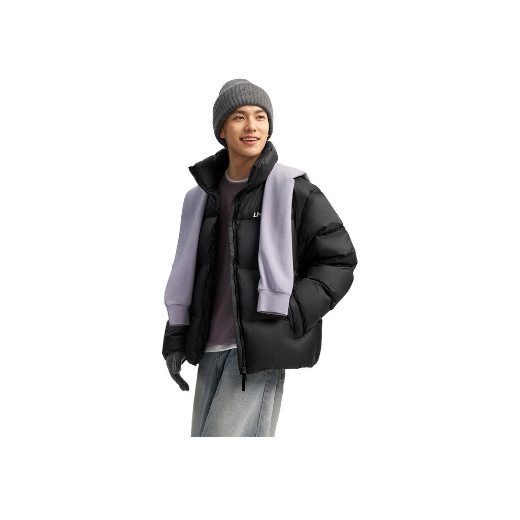 Li-Ning Sports Lifestyle Series Zipper Versatile Stand Collar Letter Casual Sports Down Jacket Unisex Jacket AYMV427-2