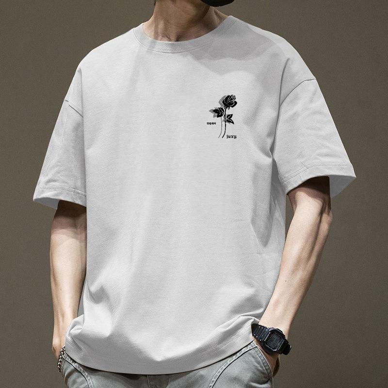 Men's 100% High-Quality Cotton Fashionable Short - Sleeve T - Shirt Summer - Match Casual Top with a Trendy Loose-Fitting Style
