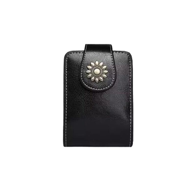 

Мини косметичка портативная для помады, косметичка из высококачественной натуральной кожи, чехол для помад, сумочка для хранения помад с зеркалом чёрный