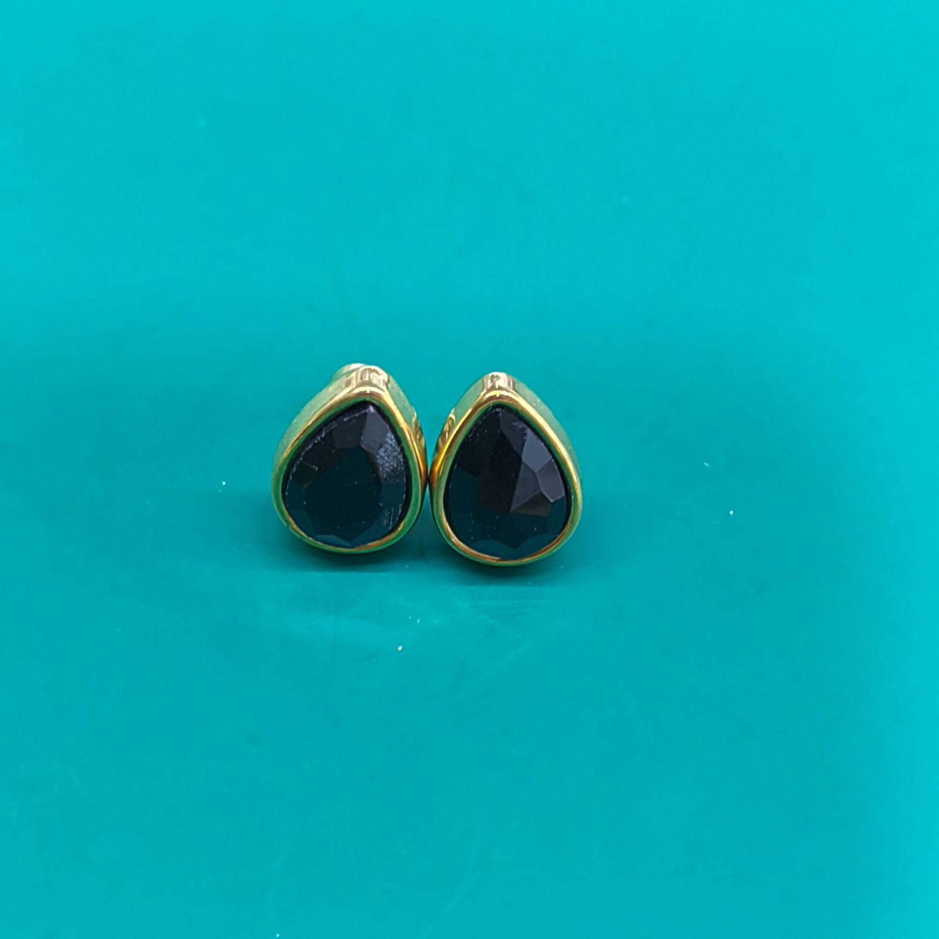 

Европейские и американские серьги-пусеты из нержавеющей стали с драгоценными камнями в форме капли - на винтовой застежке, гипоаллергенные, не выцветающие 18K чёрный