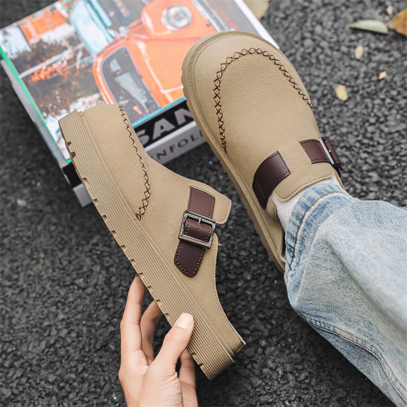 Platform Half Shoes Mules for Man Loafers Slippers Closed Toe Slip On Flat Sneakers Slides Sandals Summer Open Back Casual Shoes