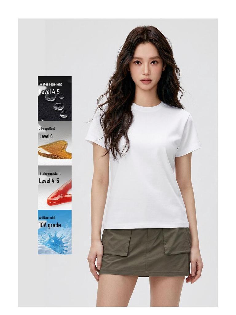 2026 Women's Waterproof, Stain-Resistant Short-Sleeve T-Shirt | Summer Lightweight Plain Round Neck Base Layer