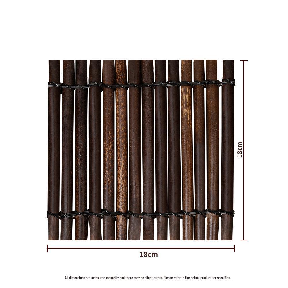 Retro Bamboo Tea Ceremony Coaster Set: Heat Insulation Placemat, Woven Tea Mat, Purple Bamboo Ornament, Tea Accessories.