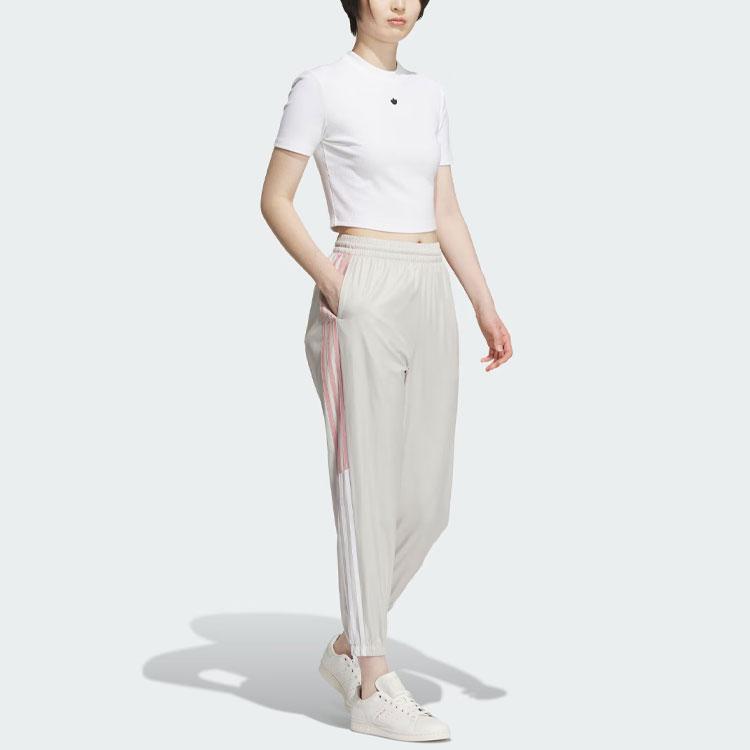 Adidas Originals Trefoil Tape Woven Pants with Color-Block Tapered Legs Women Bottoms Clear-Brown IN1041