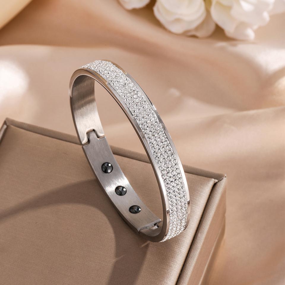 

ZAKOL Buling Full Crystal CZ Stainless Steel Thick Bracelet Women Men Luxury Wrist Accessories Aesthetic Zircon Gift