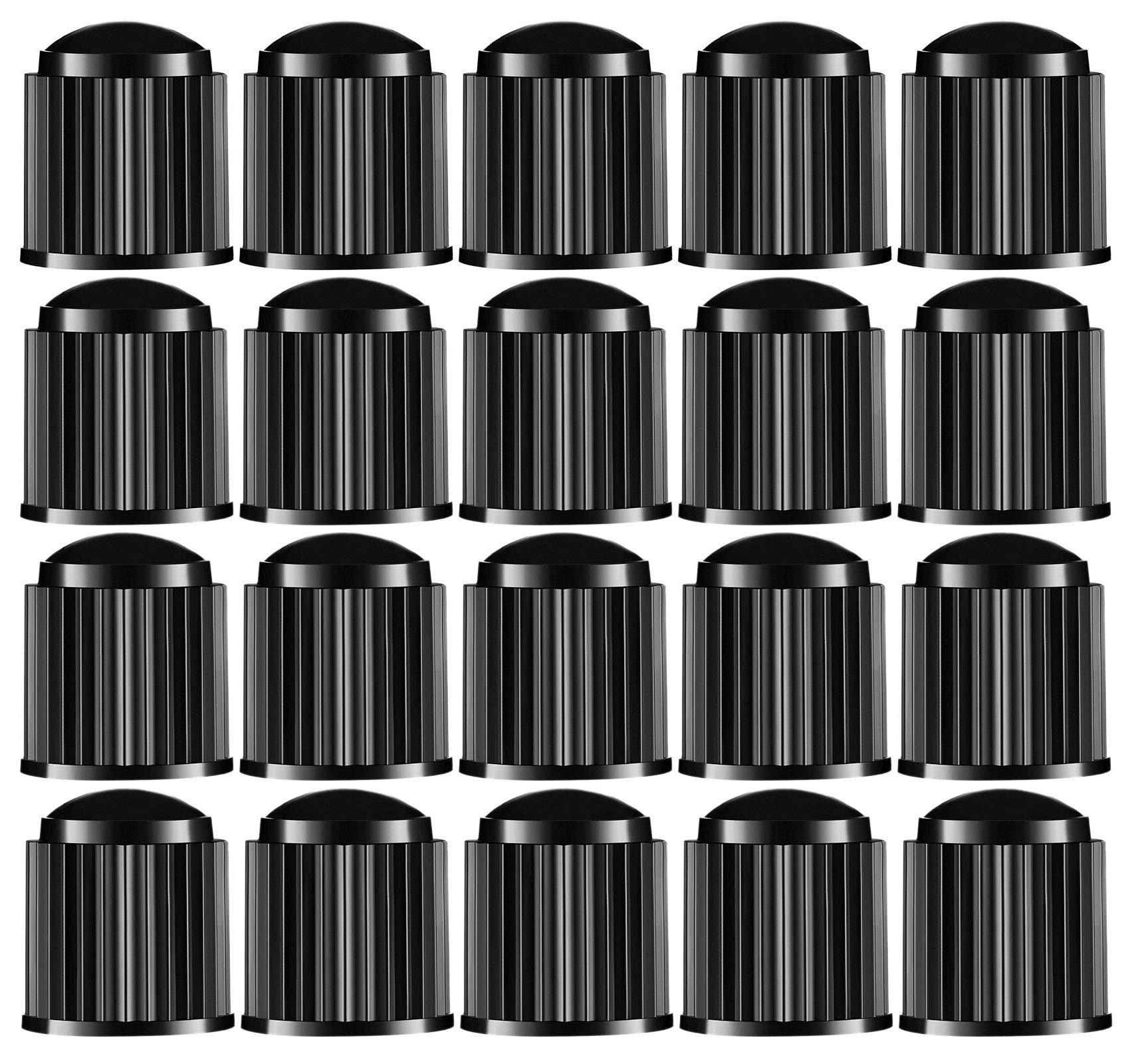 

August Miracle 20 Piece Tire Valve Cap Plastic Car Tire Stem Dust Cover for SUV, Motorcycle, Truck, Motorcycle, Bicycle, Black