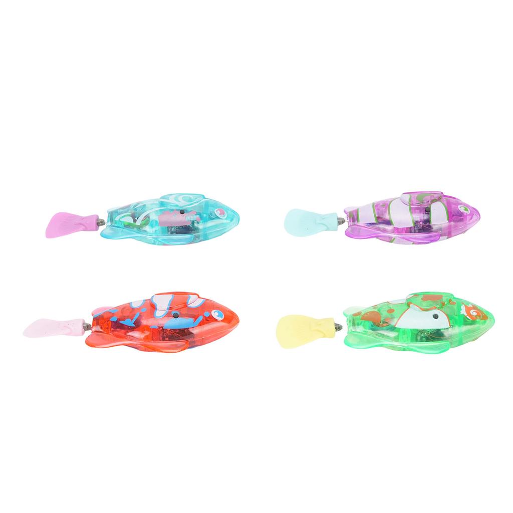 4PCS Robotic Swimming Fish Water Activated Robot Fish Electronic Cat Toy with LED Light for Sink Bathtub Swimming Pool