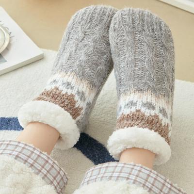 Yousheng Strick-Haussockensocken Flauschige Winter-Knöchelsocken mit Grips Rutschfest Niedrig geschnitten Warme Indoor-Socken für Zuhause Wohnzimmer Schlafzimmer Spielzimmer