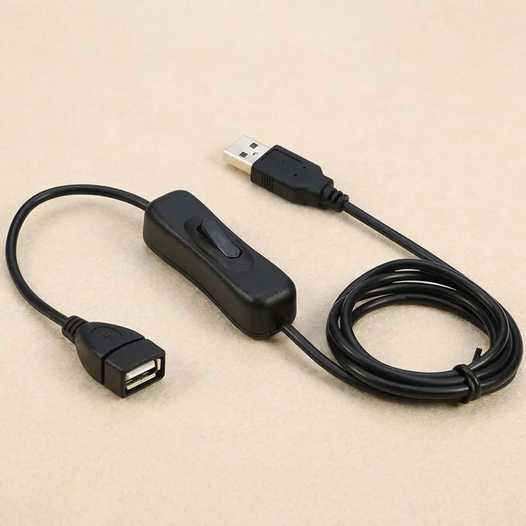 USB Switch Extension Cable - Data Transmission & Power Supply with Power Switch for LED Strips & USB Devices
