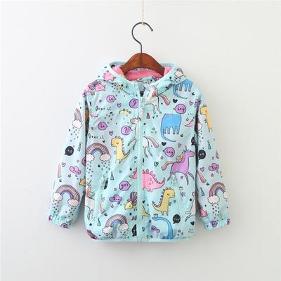 Mädchen Mantel Kinder Freizeitjacke Kind Outwear Mit Kapuze Cartoon Print Einhorn Dinosaurier Niete Cool Niedlich