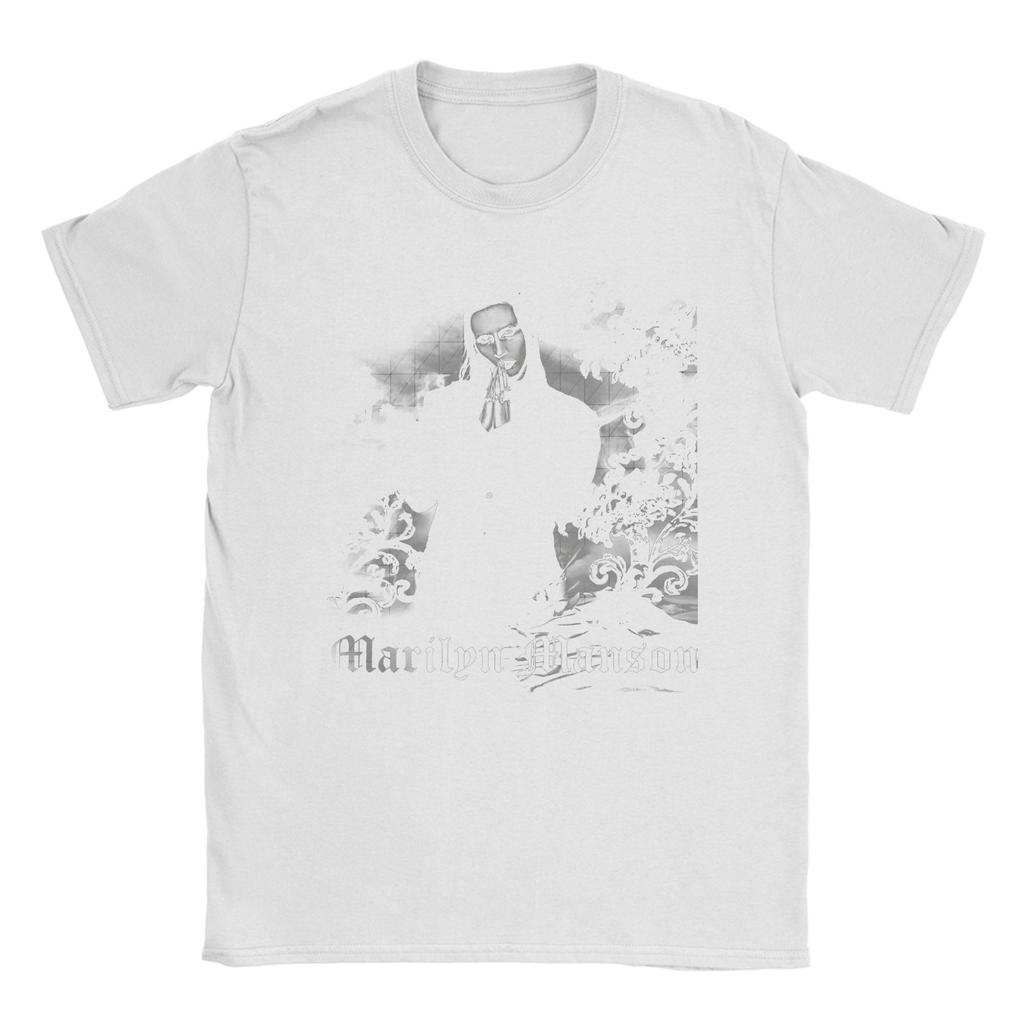 Men T-Shirt Marilyn Manson Gothic Singer Hipster 100% Cotton Tee Shirt Music Rock and Roll T Shirt Round Neck Merch Plus Size
