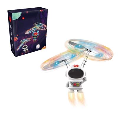 Flying Spaceman Kids Toy Fun Innovative Infrared Induction Flying Spaceman Drone Toy With LED Lighting For Kids Gifts White