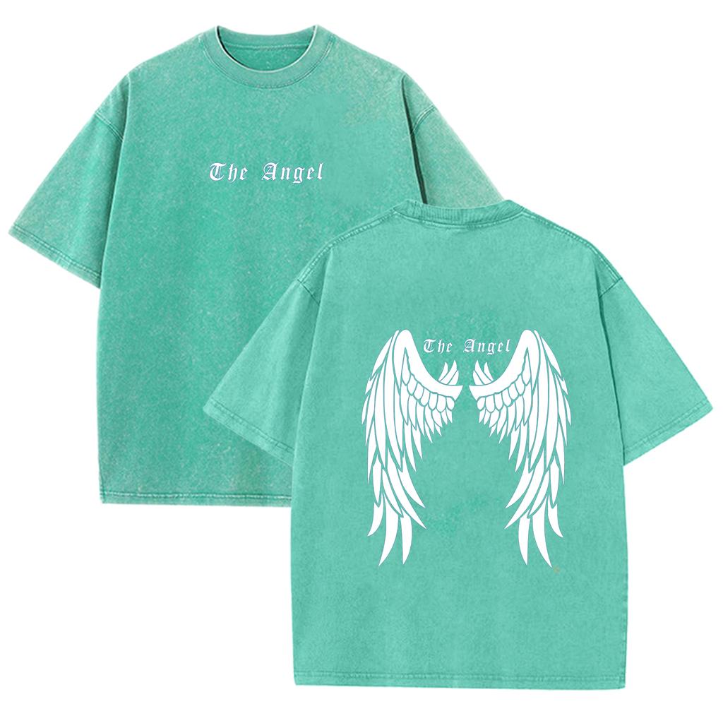 Dark Angel Wing Graphic Printed T-Shirt for Women Cotton Short Sleeve Oversized Loose Tops Streetwear Fashion Tees