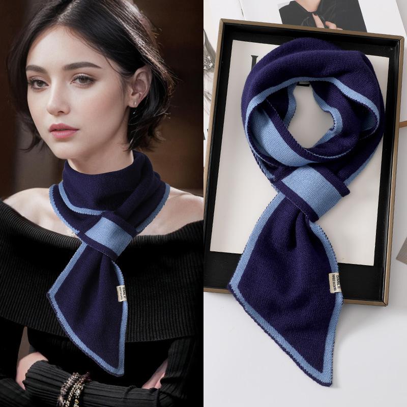 Cachecol de malha estilo coreano feminino primavera outono cruz curto xadrez tiras cachecóis inverno pescoço capa cachecol pescoço cachecol gola all-match