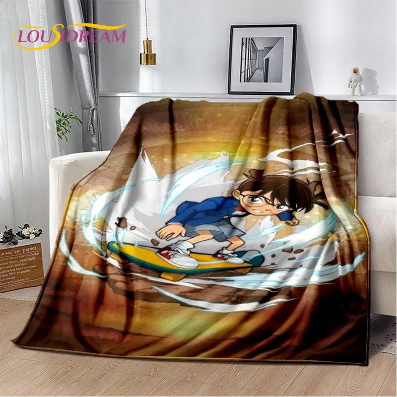 Detektyw Conan Cartoon Anime miękki pluszowy koc, flanelowy koc rzut koc do salonu sypialnia kanapa z funkcją spania narzuta na piknik 3D