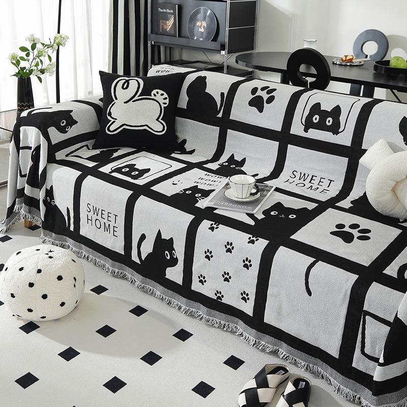 Sofaüberwurf Universal Couchtuch Staubdichter Überzug Anti-Katzenkratzschutzüberzug Sofadecke Teppich Elastischer Jacquard