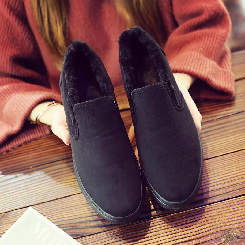 

Модные новые повседневные туфли из парусины и бархата, зимние хлопковые туфли для сохранения тепла, зимние сапоги для мужчин 7 чёрный