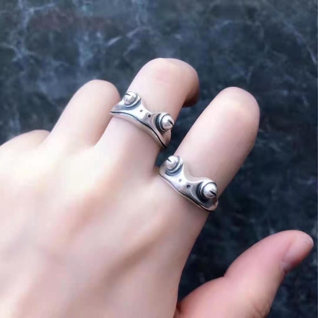 Retro Silver Plated Frog Animal Knuckle Rings for Women Charm Gothic Punk Frog Opening Finger Rings Fashion Jewelry Gift