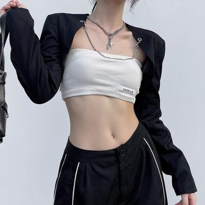 2022 Koreanischer Neuer Stil Damen Lässig Streetwear Modetrend Langarm Oberteil mit Camisole Zweiteiler Herbst Neu Damen Slim T-Shirt
