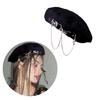 Beret with Metal Chain Painter Hat Cabbie Hat Grandpa Hat for Autumn Winter