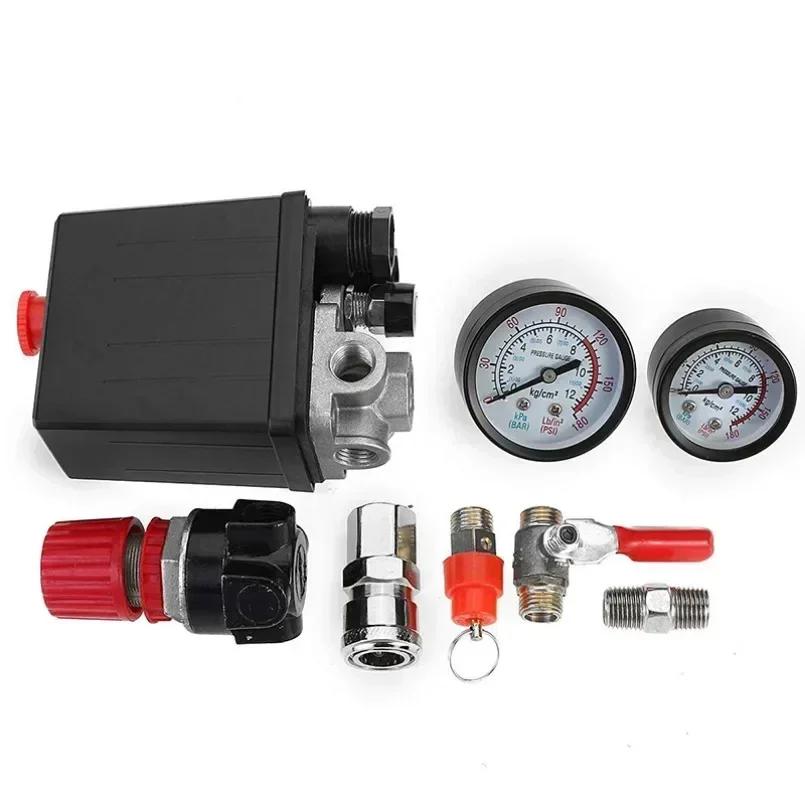 Small Air Compressor Pressure Switch Control Valve Regulator With Gauges Fittings Pneumatic Accessories Quick Response 240V NEW
