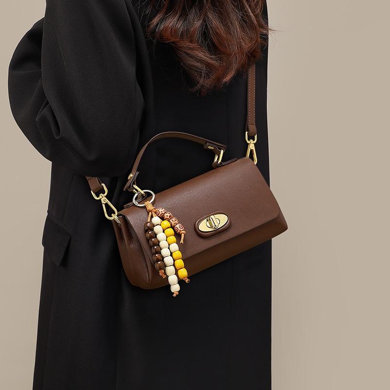 Bag Women's New Women's Bag Autumn and Winter Leather One Shoulder Crossbody Bag Fashion High-end Portable Small Square Bag