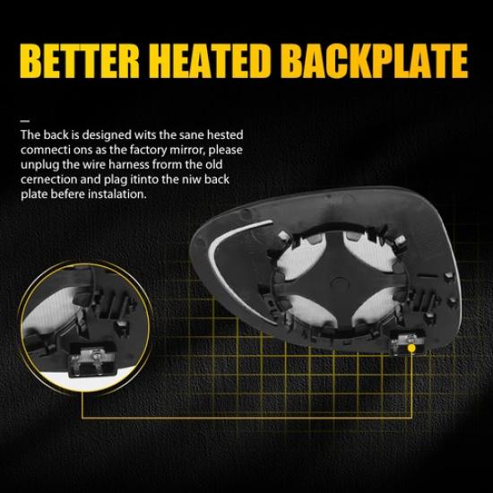 Side Mirror Glass For VW Tiguan (5N) 2009-2017 Heated W/Backing Driver Left Side