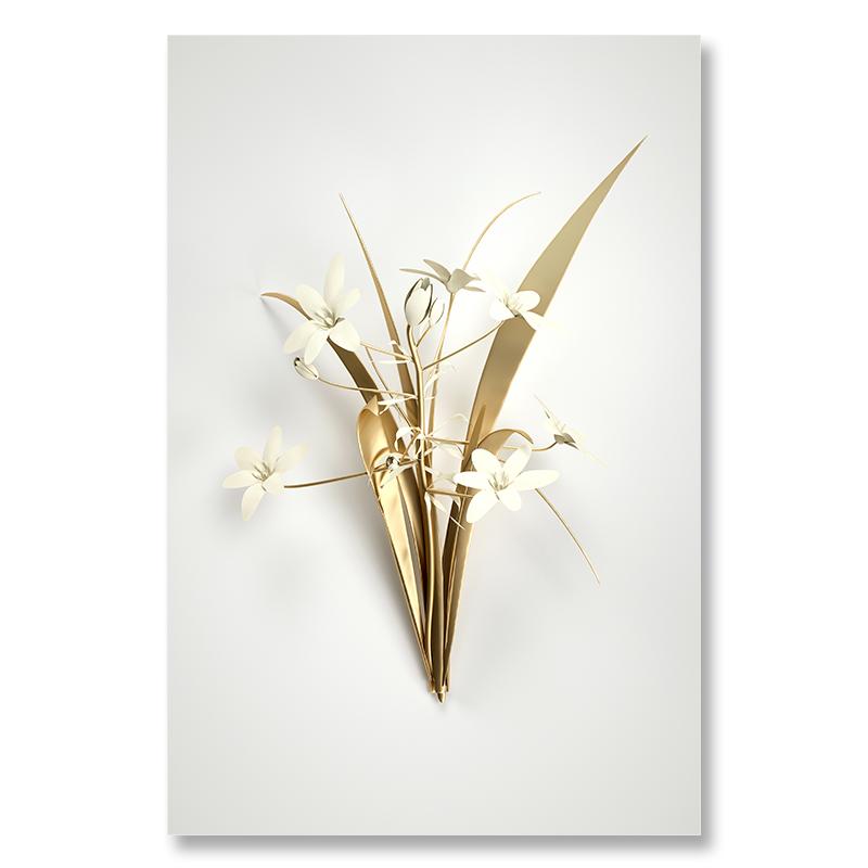 

Металлическое настенное искусствоАбстрактные позолоченные цветы Растения Laminas Decorativas Pared Cuadros Arte de Lienzos Decorativos Para Sala Decoracion 21x30cm No Framed
