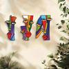 3 Pcs Abstract Face Wood Wall Art Minimalism Face Wall Sculpture Geometric Line Wall Hanging Sign for Living Room Bedroom Bathroom Porch Fence