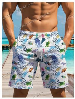 Beach Shorts, Men s 3D Printed Floral Print, Men s Fitness Shorts, Summer Beach Shorts S