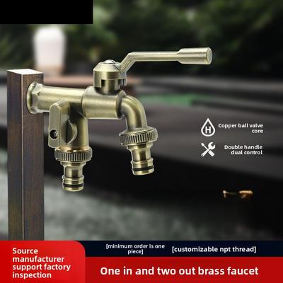 Robinet à double sortie en laiton 7 couleurs bronze antique pour machine à laver, robinet de protection contre le gel pour balcon de jardin, 1 pièce