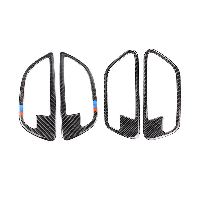 4 peças de carro fibra de carbono real maçaneta da porta interior tampa da tigela guarnição para bmw série 5 f10 2011 2012 2013 2014 2015 2016