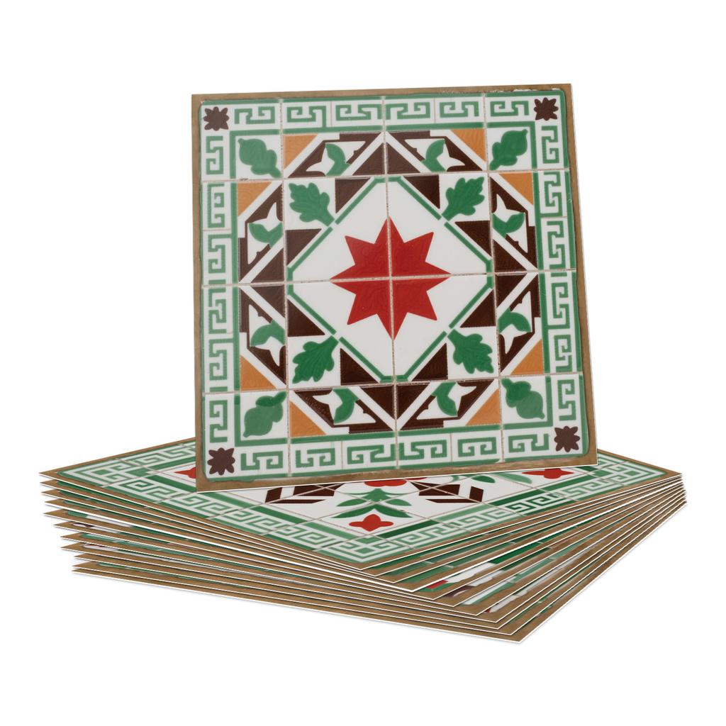 24 Pcs European Style Tile Wall Self-Adhesive Sticker Kitchen Bathroom Decorative Tile Stickers Glossy Crystal Wall Decals