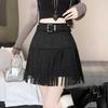 Autumn/Winter High-Waisted Suede Tassel Midi Skirt - Fashionable & Versatile