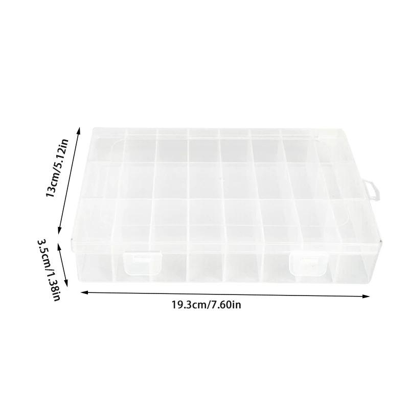 24-Compartment Transparent Storage Box for Buttons, Sewing Supplies, Jewelry Accessories Packaging and Storage