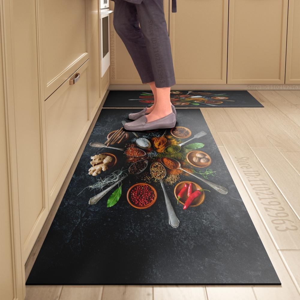 Spice Pattern Kitchen Mat Non-Slip Machine Washable Rug Set for Home Decor Anti-Fatigue Floor Mats Comfort Standing Pad