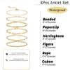 6PCS 14k Gold Plated Ankle Bracelets for Women, Stainless Steel Waterproof Herringbone Paperclip Bead Figaro Cuban Chain Anklets