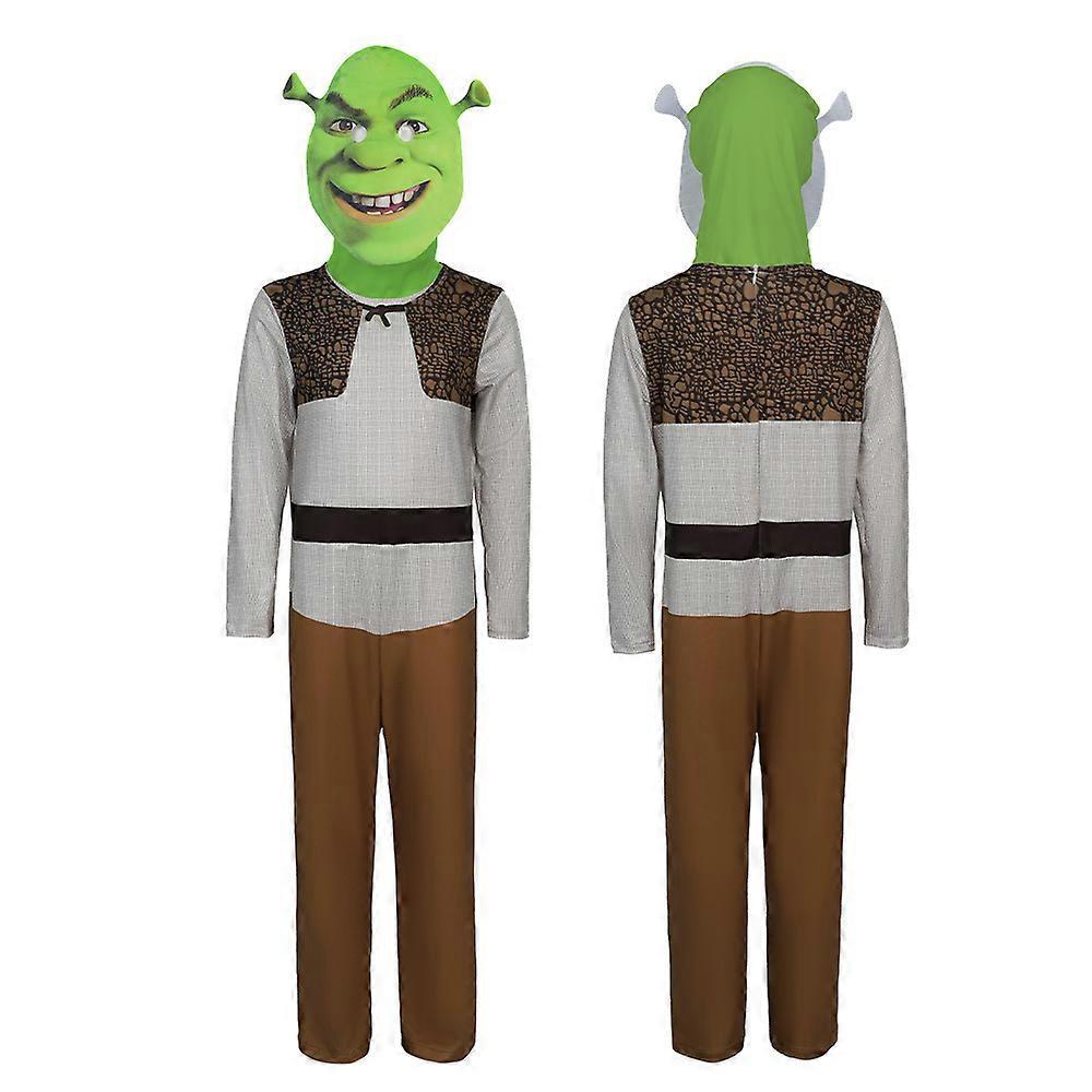 Halloween Shrek Fiona Princess Cosplay Green Dress Costume for Kids Adults Unisex Party Outfit