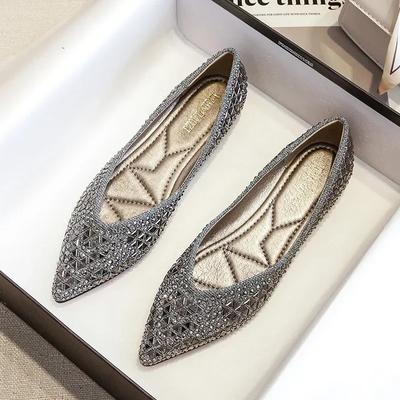 Damen Ballerinas 2024 Neue Strass Flache Casual Loafers Damen Plus Größe 43 Slip on Bootsschuhe Chaussure Femme