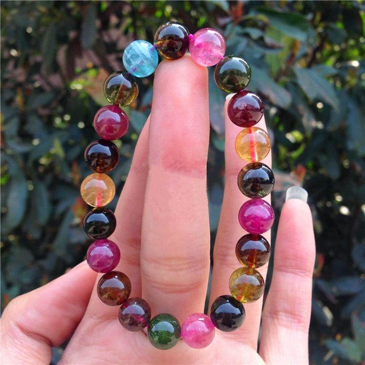 Colorful Brazilian Tourmaline Beaded Bracelet for Women - Candy Color Couple Jewelry Accessory