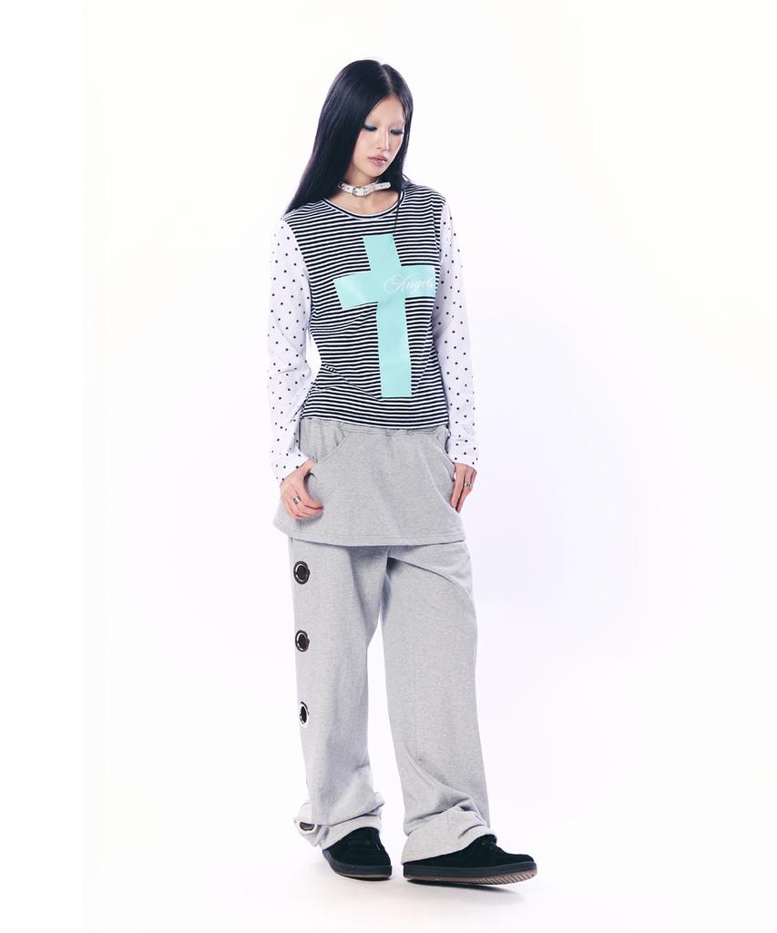SETUP-EXE Mixed Pattern Top / Black