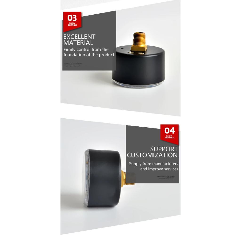 Negative Pressure Gauges, 1/8 NPT Brass Back Mount, -30 InHg To 0 Industrial Vacuum Pressure