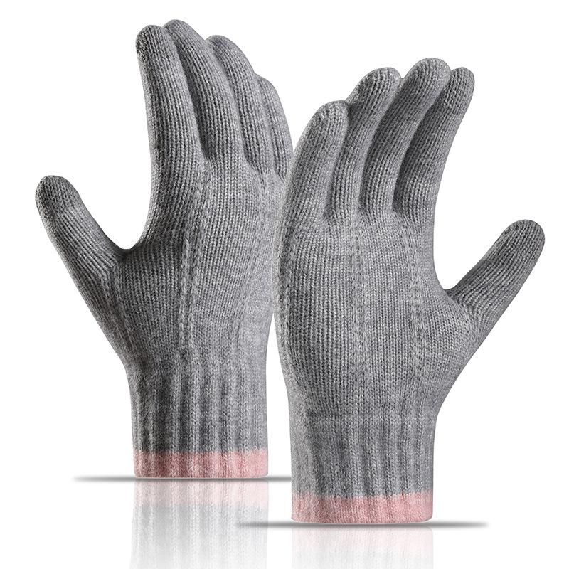Gants Chauds pour Femmes Hiver Coréen Couple Tricot Laine Épais Écran Tactile Anti Froid Cyclisme Gants Doigts Entiers