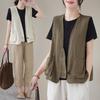 Gilet d'été 2026 Nouveau Style Chinois en Lin - Cardigan Sans Manches Lâche Artistique Rétro pour Femmes