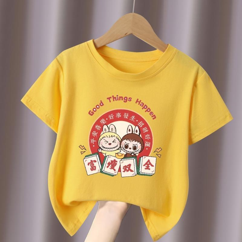 Monster Elf Cartoon Graphic Kids Adult Labubu Printed T-shirt Summer Casual Women's Clothing Loose Girl Short Sleeve Tees Top