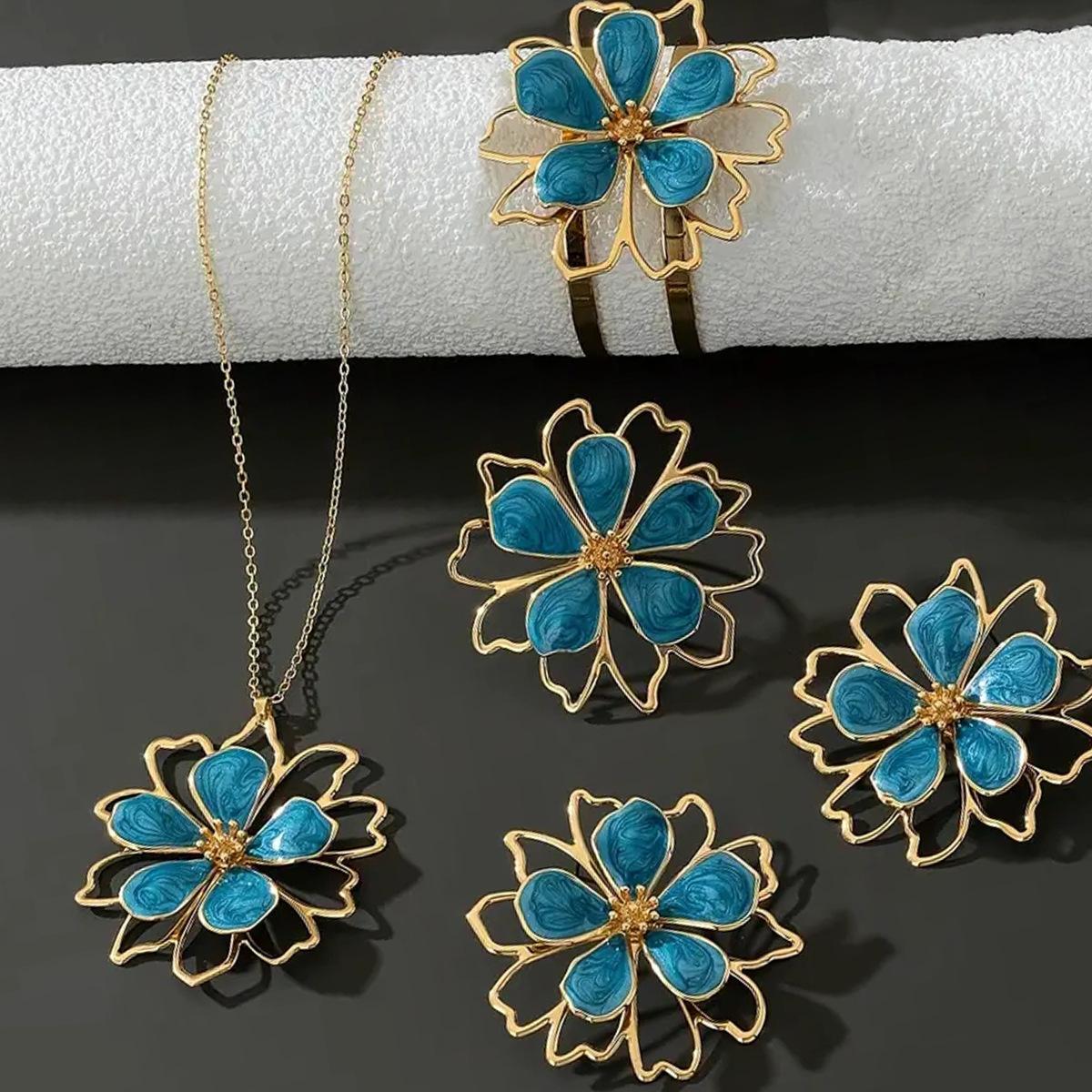 

Объемные полые глянцевые серьги-пусеты в виде листьев лотоса, браслеты, ожерелья, комплекты, элегантные и милые. павлин голубой