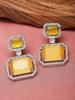 Oxidised Silver-Plated American Diamond Studded Square Shaped Drop Earrings for Girls and Women